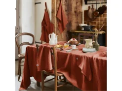 MARGAUX - Lot De 2 Torchons Essuie-vaisselle 50x70cm Lin Lavé Paprika -Herman Miller Magasin linge de table 15912467