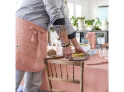 OUREA - Demi-Tablier Avec Double Poche Gaze De Coton Rose Pêche -Herman Miller Magasin linge de table 15912853