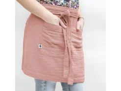 OUREA - Demi-Tablier Avec Double Poche Gaze De Coton Rose Pêche -Herman Miller Magasin linge de table 15912855