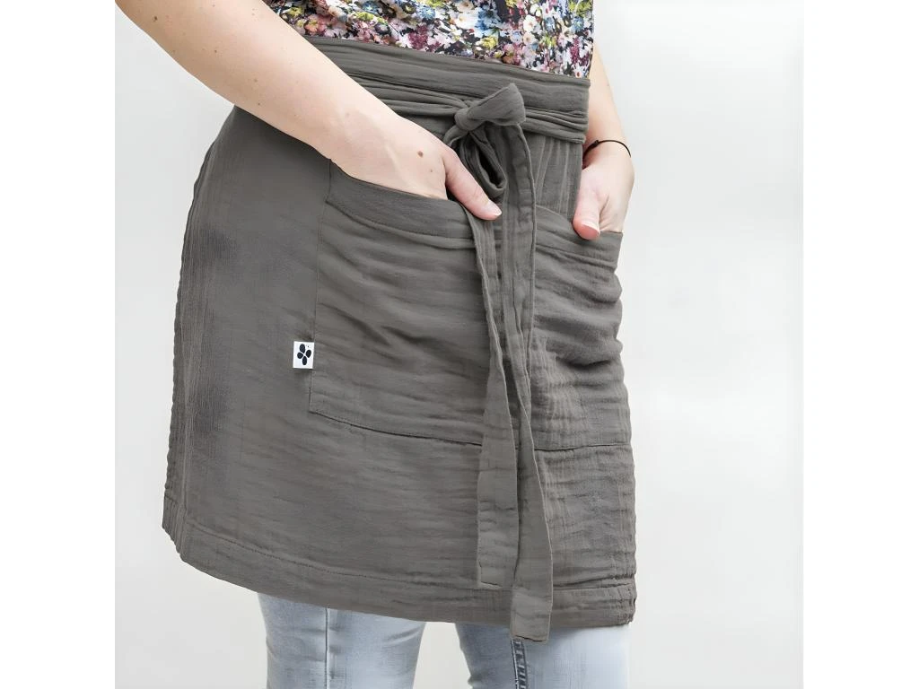 OUREA - Demi-Tablier Avec Double Poche Gaze De Coton Granit 4 OUREA - Demi-Tablier Avec Double Poche Gaze De Coton Granit – Image 4