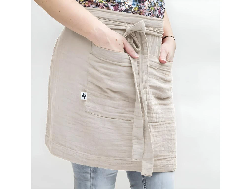 OUREA - Demi-Tablier Avec Double Poche Gaze De Coton Pampa 4 OUREA - Demi-Tablier Avec Double Poche Gaze De Coton Pampa – Image 4