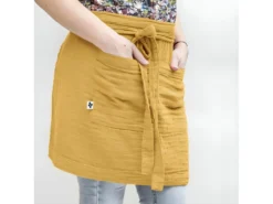 OUREA - Demi-Tablier Avec Double Poche Gaze De Coton Safran -Herman Miller Magasin linge de table 15912965