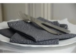 3 Serviettes De Table Etincelle Anthracite