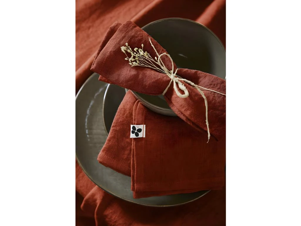 MARGAUX - Lot De 3 Serviettes 40x40cm Lin Lavé Coloris Paprika 1 MARGAUX - Lot De 3 Serviettes 40x40cm Lin Lavé Coloris Paprika