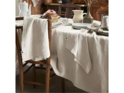 MARGAUX - Lot De 3 Serviettes 40x40cm Lin Lavé Coloris Sable -Herman Miller Magasin linge de table 18170195