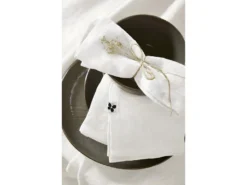 MARGAUX - Lot De 3 Serviettes 40x40cm Lin Lavé Coloris Craie