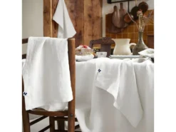 MARGAUX - Lot De 3 Serviettes 40x40cm Lin Lavé Coloris Craie -Herman Miller Magasin linge de table 18170201