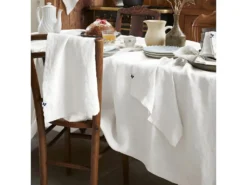 MARGAUX - Lot De 3 Serviettes 40x40cm Lin Lavé Coloris Craie -Herman Miller Magasin linge de table 18170203