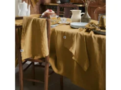 MARGAUX - Lot De 3 Serviettes 40x40cm Lin Lavé Coloris Caramel -Herman Miller Magasin linge de table 18170211