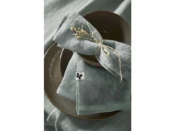 MARGAUX - Lot De 3 Serviettes 40x40cm Lin Lavé Coloris Eucalyptus