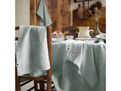 MARGAUX - Lot De 3 Serviettes 40x40cm Lin Lavé Coloris Eucalyptus -Herman Miller Magasin linge de table 18170217