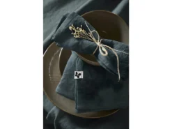 MARGAUX - Lot De 3 Serviettes 40x40cm Lin Lavé Coloris Ardoise