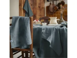 MARGAUX - Lot De 3 Serviettes 40x40cm Lin Lavé Coloris Ardoise -Herman Miller Magasin linge de table 18170225