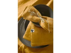 MARGAUX - Lot De 3 Serviettes 40x40cm Lin Lavé Coloris Miel