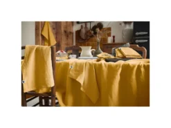 MARGAUX - Lot De 3 Serviettes 40x40cm Lin Lavé Coloris Miel -Herman Miller Magasin linge de table 18170241
