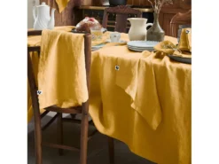 MARGAUX - Lot De 3 Serviettes 40x40cm Lin Lavé Coloris Miel -Herman Miller Magasin linge de table 18170243