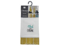 Lot De 2 Torchons Brodés "Chef En Cuisine" 50x70cm Jaune -Herman Miller Magasin linge de table 19423933