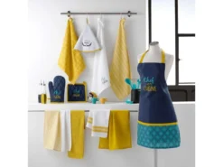 Lot De 2 Torchons Brodés "Chef En Cuisine" 50x70cm Jaune -Herman Miller Magasin linge de table 19423935