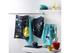 Lot De 2 Torchons Enfant "Mini Chef" 50x70cm Bleu -Herman Miller Magasin linge de table 19576285
