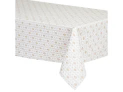 Nappe En Polycoton Beige Ocre Et Blanc 150 X 250 Cm