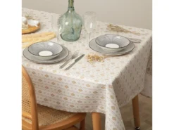 Nappe En Polycoton Beige Ocre Et Blanc 150 X 250 Cm -Herman Miller Magasin linge de table 19802493