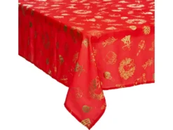 Nappe Rouge Imprimé Or 140 X 360 Cm