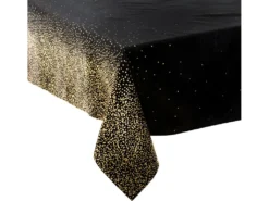 Nappe En Coton Et Polyester Noir Imprimé Léopard Doré 140 X 360 Cm
