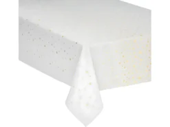 Nappe En Coton Blanc & Etoiles Dorées 140 X 360 Cm