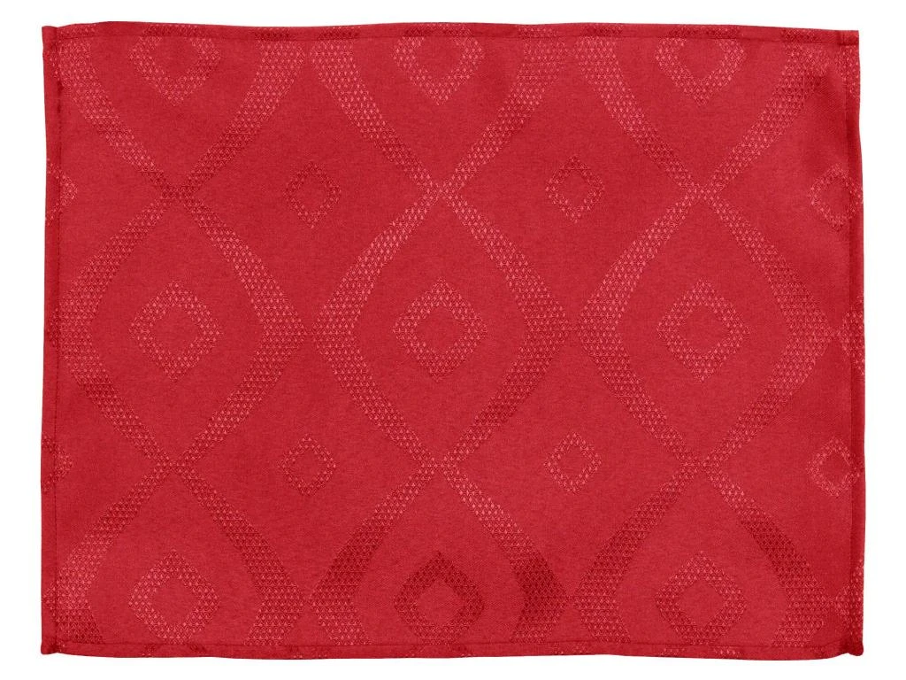 Lot De 2 Sets De Table 35x45 Cm Jacquard 100% Polyester BRUNCH Rouge 2 Lot De 2 Sets De Table 35x45 Cm Jacquard 100% Polyester BRUNCH Rouge – Image 2