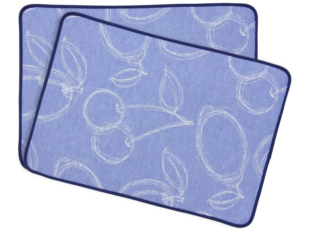 Lot De 2 Sets De Table Matelassés 35x50 Cm Coton LINE Bleu 1 Lot De 2 Sets De Table Matelassés 35x50 Cm Coton LINE Bleu