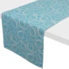 Chemin De Table 45x150 Cm Jacquard Coton SPIRALE Bleu Turquoise