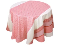 Nappe Ronde 170 Cm Jacquard Coton + Enduction Acrylique CHARLESTON Rouge Corail