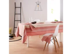 Nappe Rectangle 150x300 Cm Jacquard Coton + Enduction Acrylique CHARLESTON Rouge Corail -Herman Miller Magasin linge de table 8951023