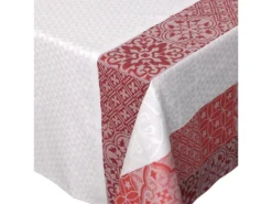Nappe Carrée 150x150 Cm Jacquard Coton + Enduction Acrylique MOSAIC RUBIS Rouge