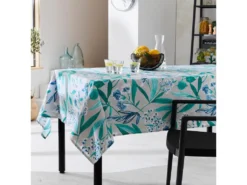 Nappe Rectangle 160x350 Cm ANITA Vert Emeraude Coton + Enduction Acrylique -Herman Miller Magasin linge de table 8951351