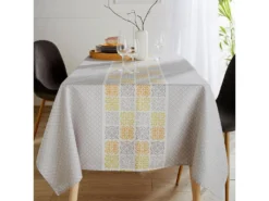 Nappe Rectangle 150x250 Cm Imprimée 100% Polyester CARO Géométrique Gris -Herman Miller Magasin linge de table 8951479