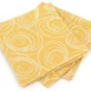 Lot De 3 Serviettes De Table 45x45 Cm Jacquard Coton SPIRALE Jaune Citron