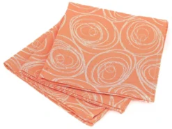 Lot De 3 Serviettes De Table 45x45 Cm Jacquard Coton SPIRALE Orange Papaye