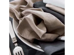 Lot De 3 Serviettes De Table 43x43 Cm Jacquard Coton SPIRALE Blanc -Herman Miller Magasin linge de table 8954383