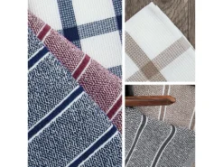 Lot De 2 Torchons De Cuisine 50x50 Cm CHECKS Beige -Herman Miller Magasin linge de table 8955955