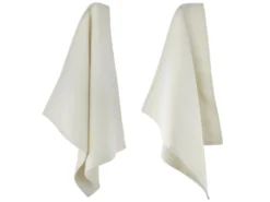 Lot De 2 Torchons De Cuisine 50x50 Cm Nid D'abeille PURE KITCHEN WAFFLE Ivoire