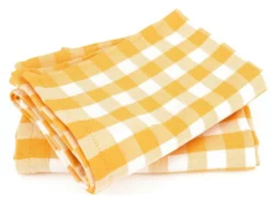 Lot De 2 Torchons De Cuisine Toile 50x70 Cm SQUARES VICHY Jaune