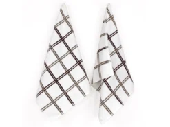 Lot De 2 Torchons De Cuisine éponge 50x50 Cm SQUARES Marron -Herman Miller Magasin linge de table 8958315