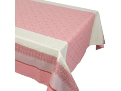 Nappe Rectangle 150x350 Cm Jacquard Coton + Enduction Acrylique CHARLESTON Rouge Corail