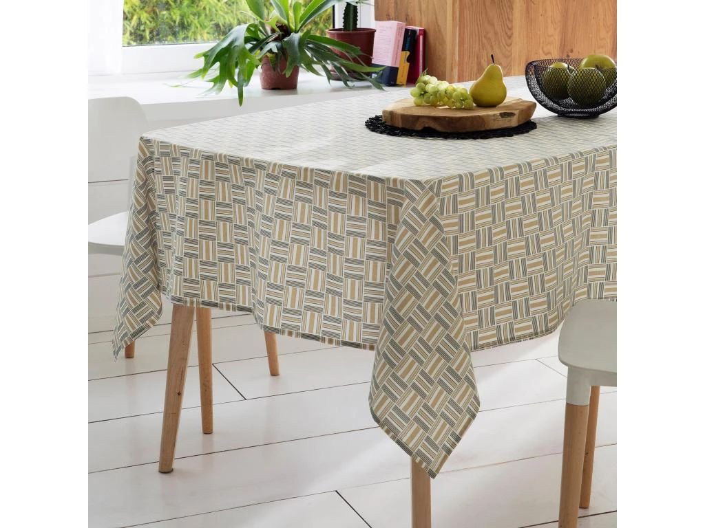 Nappe Rectangle 160x350 Cm GRAPHIC Beige Coton + Enduction Acrylique 3 Nappe Rectangle 160x350 Cm GRAPHIC Beige Coton + Enduction Acrylique – Image 3
