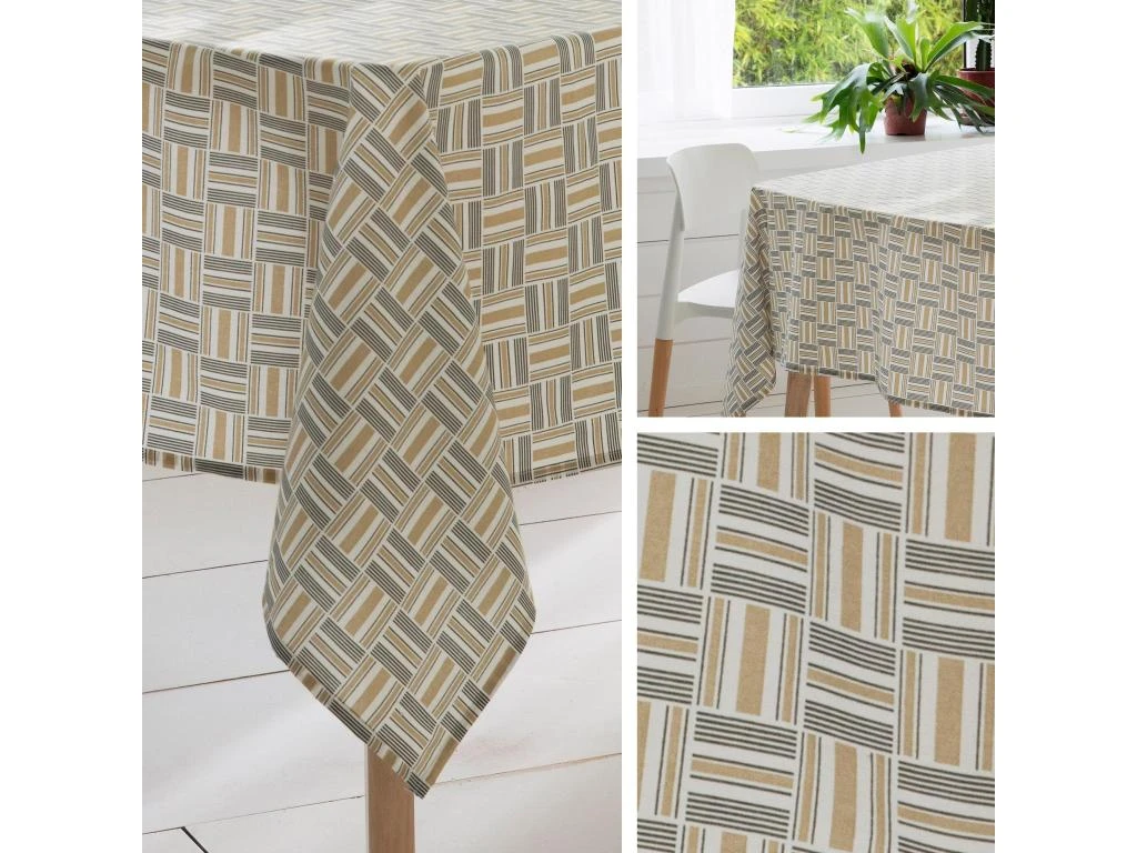 Nappe Rectangle 160x350 Cm GRAPHIC Beige Coton + Enduction Acrylique 4 Nappe Rectangle 160x350 Cm GRAPHIC Beige Coton + Enduction Acrylique – Image 4
