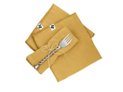 3 Serviettes De Table En Gaze De Coton Safran