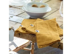 3 Serviettes De Table En Gaze De Coton Safran -Herman Miller Magasin linge de table 9545719