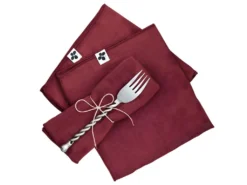 3 Serviettes De Table En Gaze De Coton Rouge