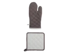 Ensemble Gant Et Manique Bicolore Gris Et Perle